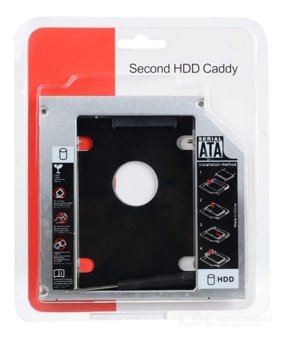 Caddy Adapter Universal 2nd 12.7mm IDE-SATA Hard Drive Optical bay - Imagen 2