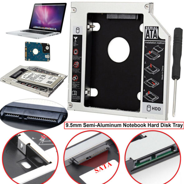 Caddy Universal 2nd HDD  9.5mm SATA 2.0 Slim SATA - Imagen 2